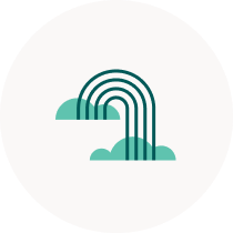 rainbow with clouds icon illustration