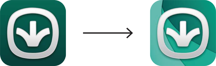 Gather app icon comparison: the old icon on the left and the new icon on the right.