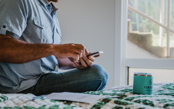 A man using his mobile device