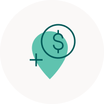 location pin with coins icon illustration